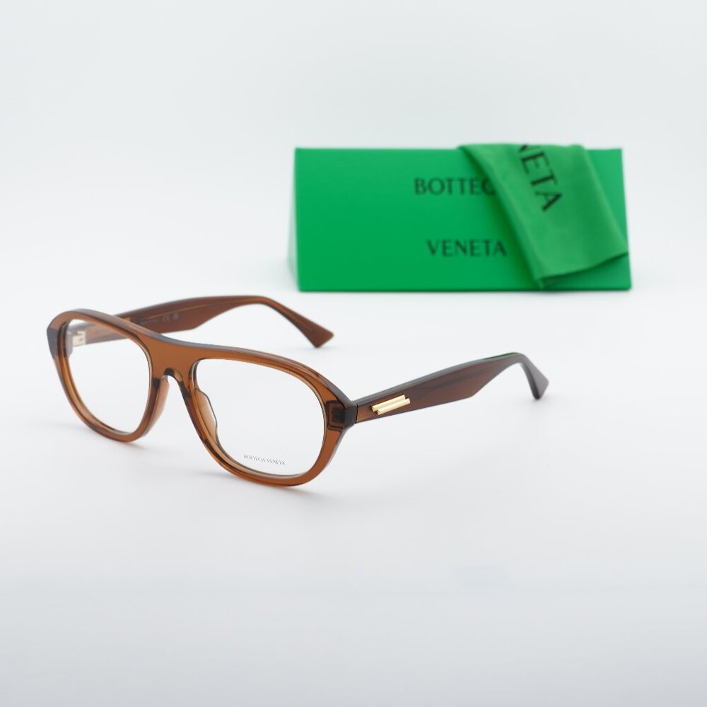 Bottega Veneta BV1131O 003 Aviator Eyeglasses 55mm – Light Brown